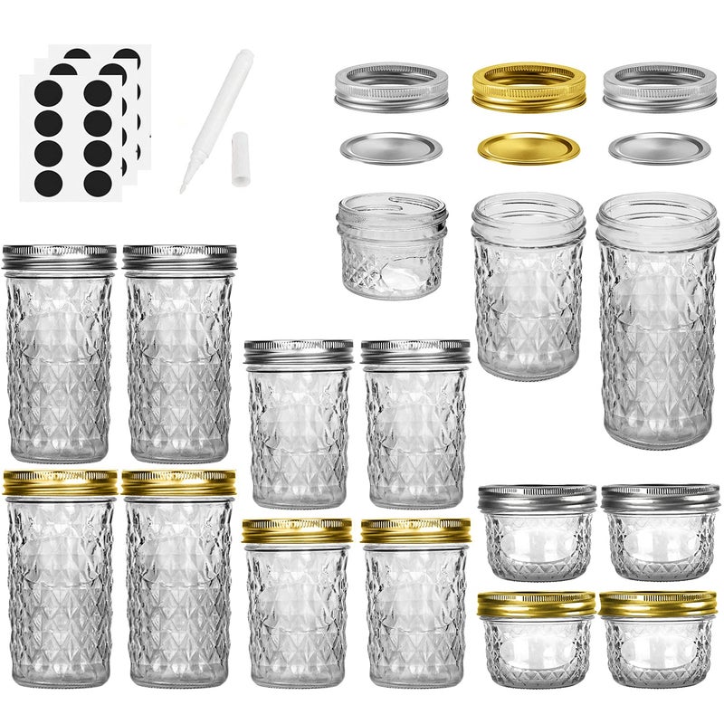 SPANLA 12 Pack Glass Mason Canning Jars With Regular Lids, Ideal for Jam, Jelly, Honey, Wedding Favors, Shower Favors, Baby Foods DIY Spice Jars - 4 OZ x 4, 8 OZ x 4, 12 OZ x 4 - Image 5
